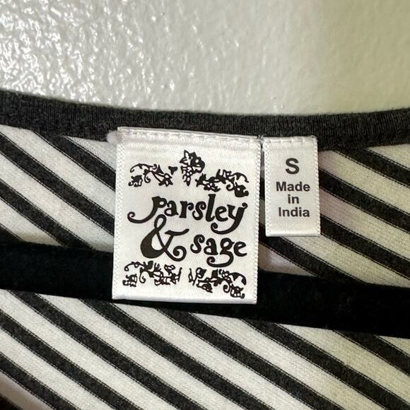 Parsley & Sage Small Tunic Top Gray White Stripe Pocket 3/4 Sleeve Art To Wear - Picture 3 of 8